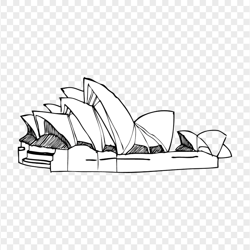Opera House Sydney Drawing Black & White PNG