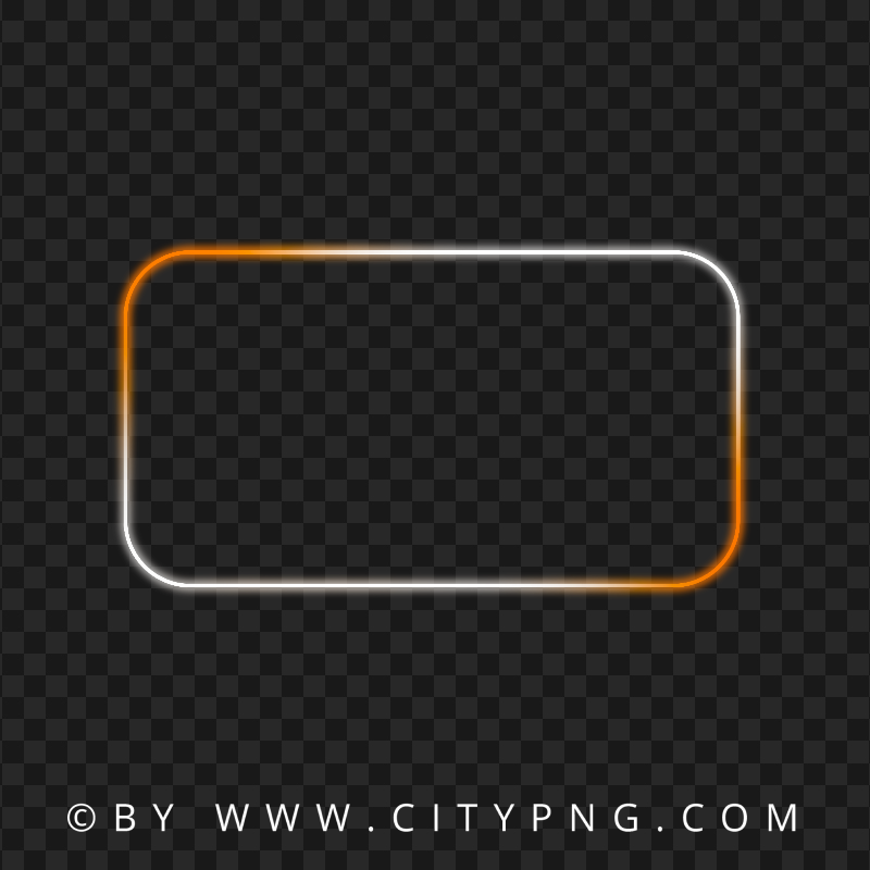 Orange And White Glowing Neon Frame HD PNG