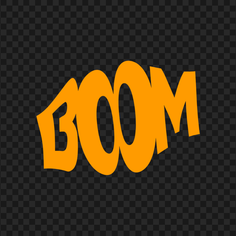 Orange Boom Word Text PNG