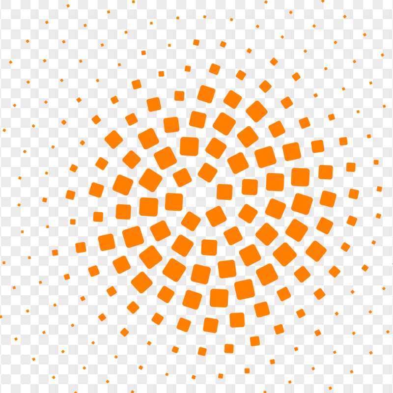 Orange Circular Halftone Square Pattern PNG