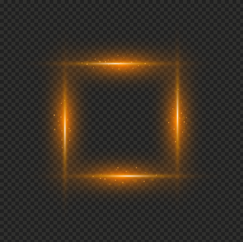 Orange Glowing Light Effect Square Frame PNG Citypng