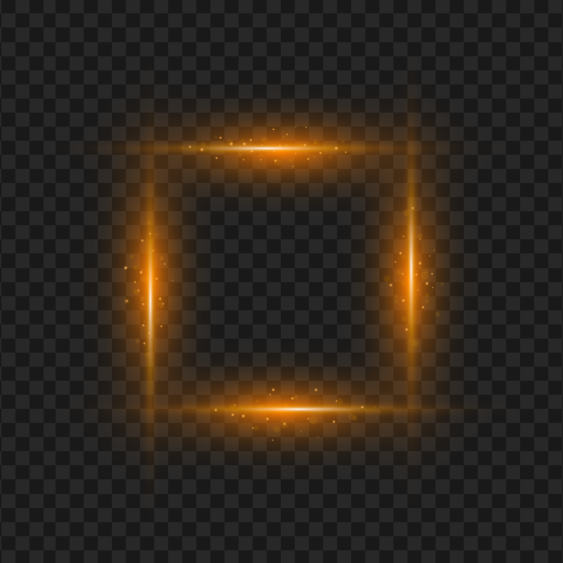 Orange Glowing Light Effect Square Frame PNG