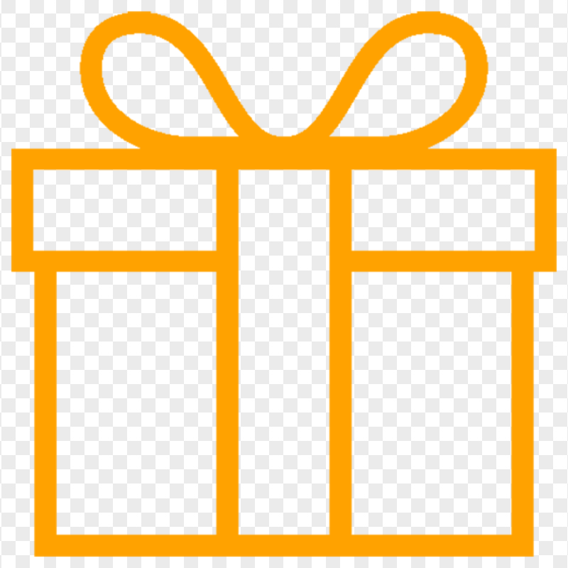 Orange Line Outline Gift Box Icon PNG Image