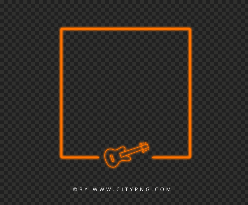 Orange Neon Frame With Guitar Shape FREE PNG