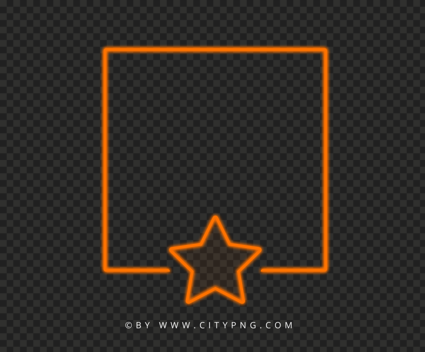 Orange Neon Frame With Star Shape HD PNG