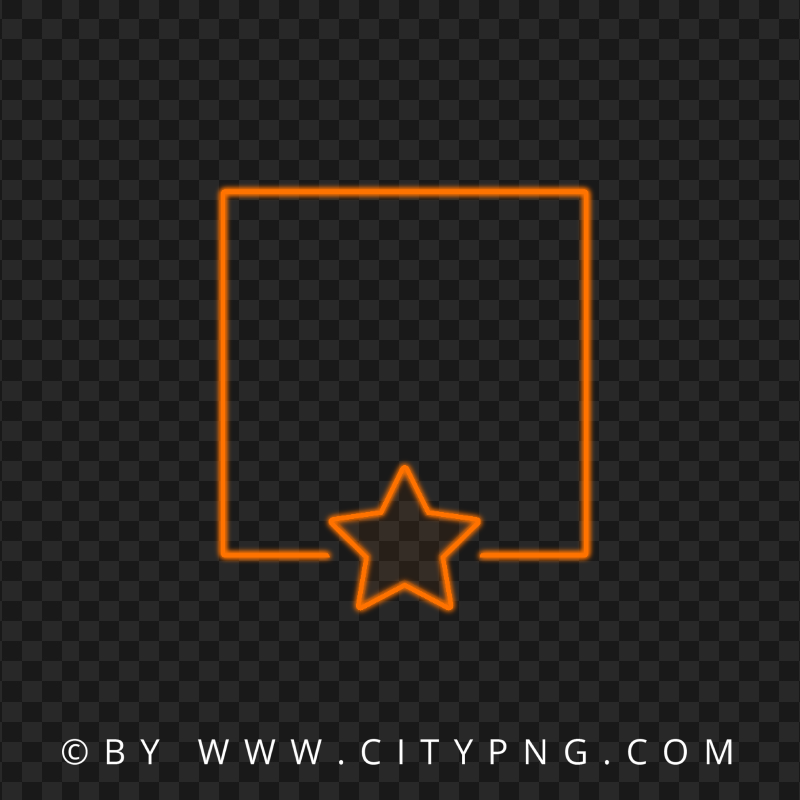 Orange Neon Frame With Star Shape HD PNG