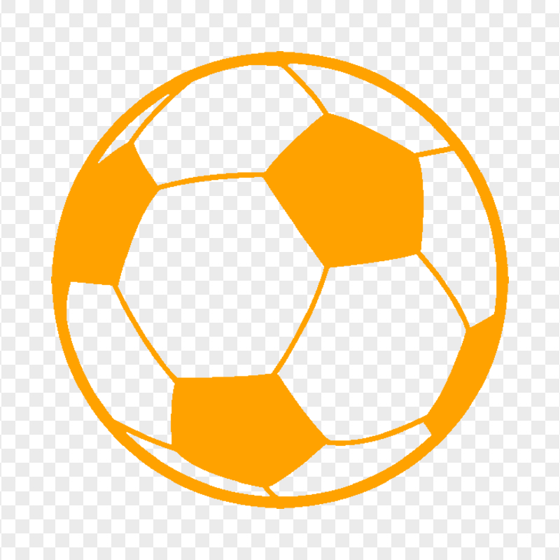 Orange Outline Soccer Ball Icon Transparent Background
