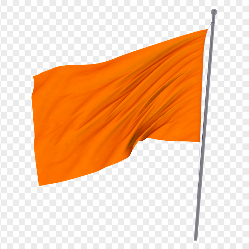 Orange Waving Blank Flag On Pole Transparent PNG