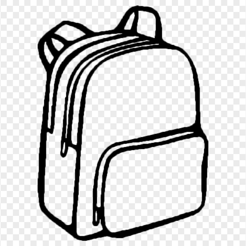 Outline Black Backpack Bag PNG