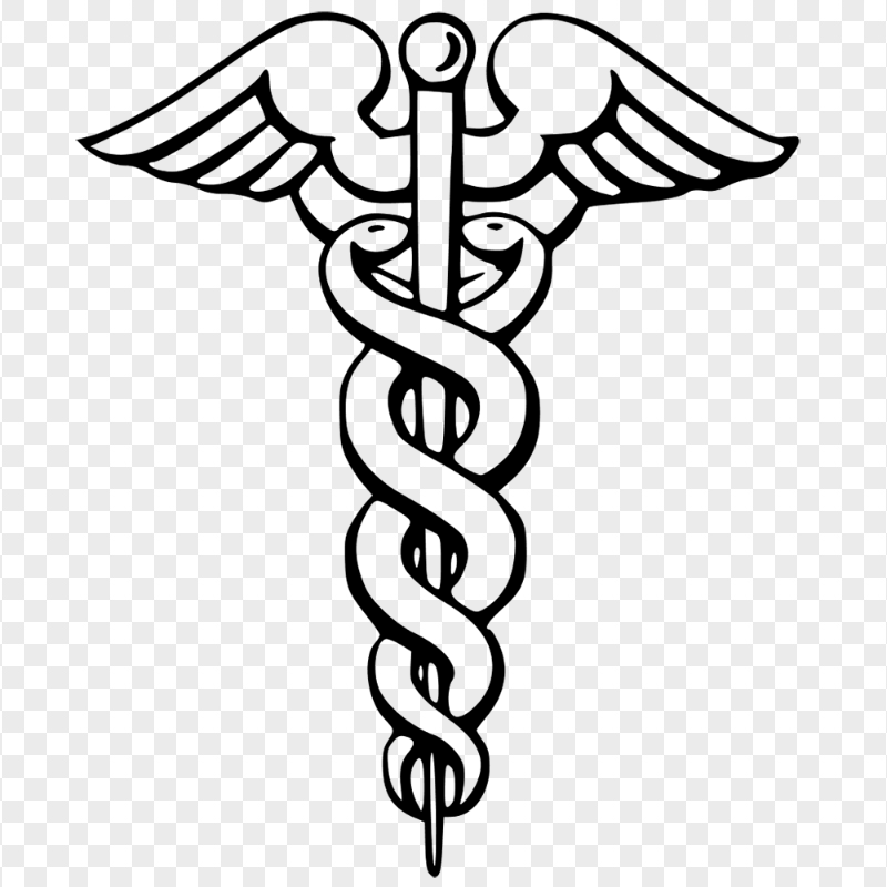 Outline Black Caduceus Medical Symbol Sign HD PNG