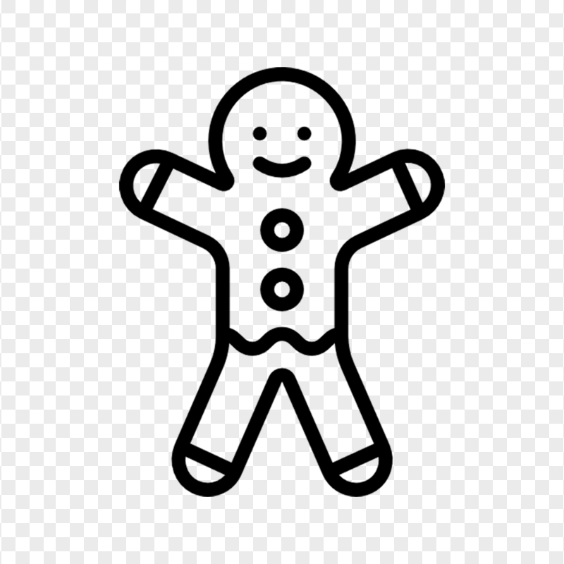 Outline Black Gingerbread Man Icon PNG