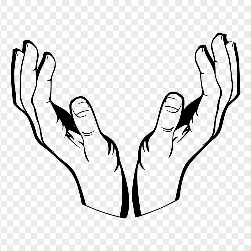 Outline Black Open Hands Receiving Transparent PNG