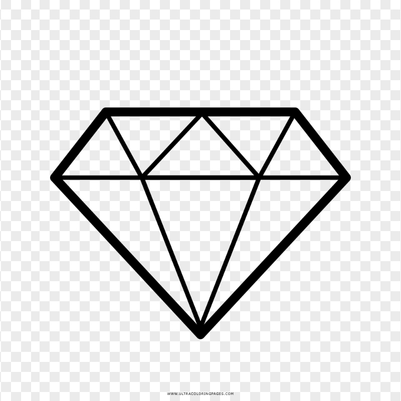 Outline Diamond Piece Black Icon PNG Image