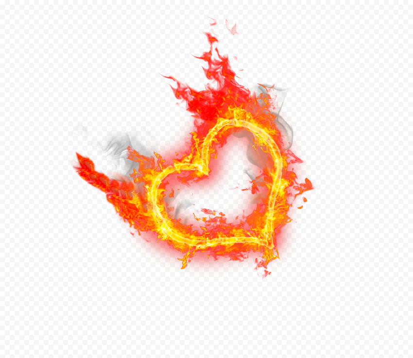 Outline Heart On Fire Love FREE PNG