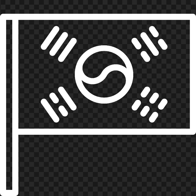 Outline South Korea White Flag Pole Icon
