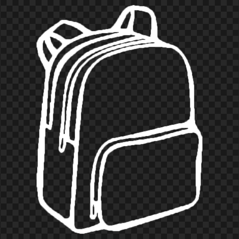 Outline White Backpack Bag PNG