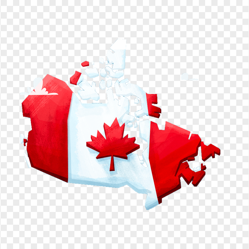 Painting 3D Canada Flag On Map Image PNG