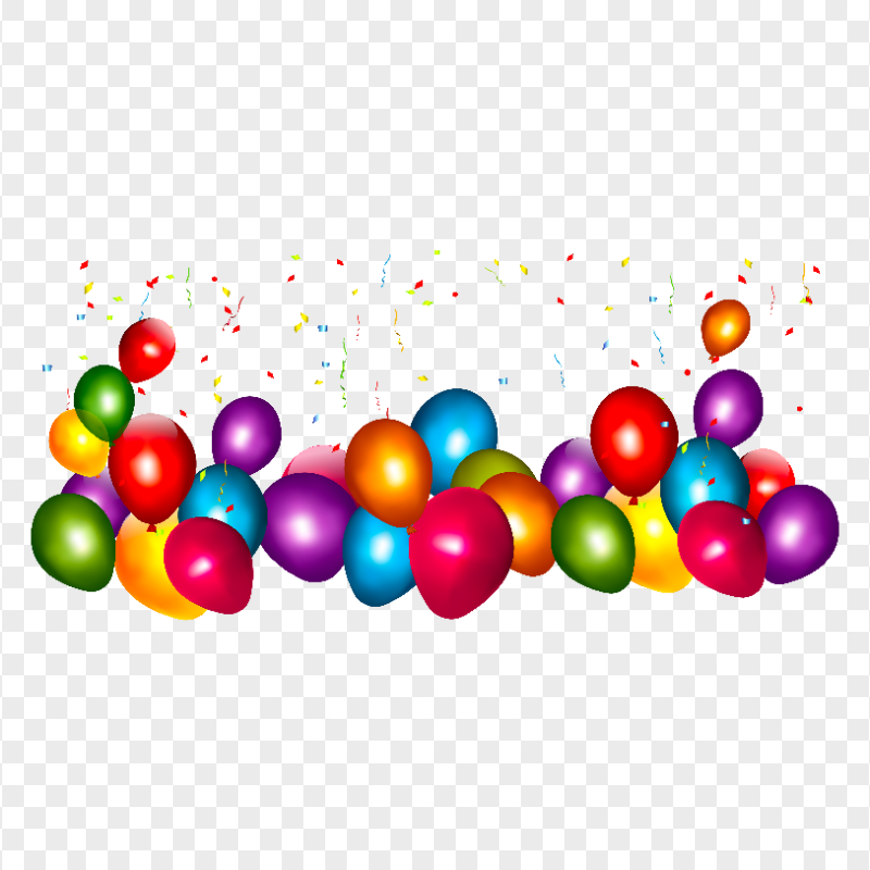 Party Balloons Confetti Streamer Illustration PNG