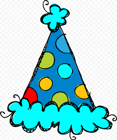 Party Birthday Clipart Cartoon Blue Hat PNG
