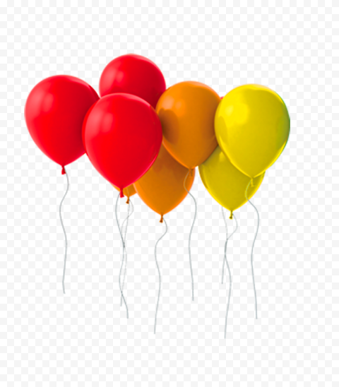 Party Birthday Float Red & Yellow Balloons PNG