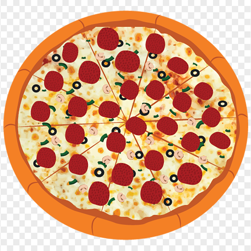 Pepperoni Round Pizza Illustration HD Transparent Background