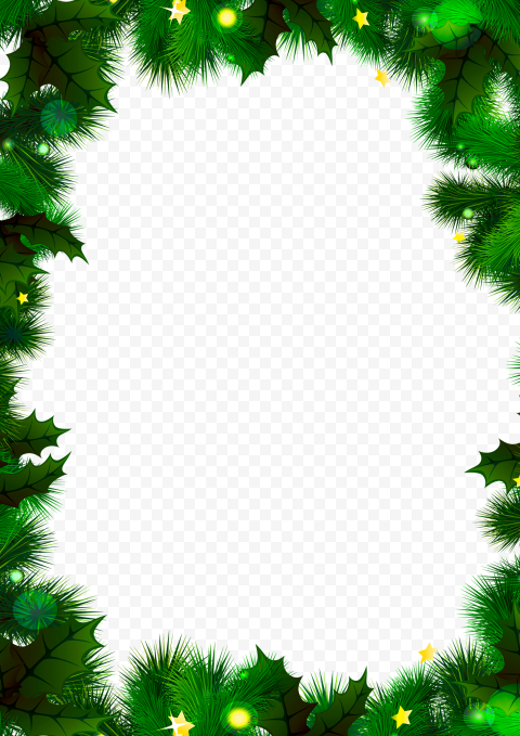 Pine Leaves Christmas Decorative Frame HD PNG