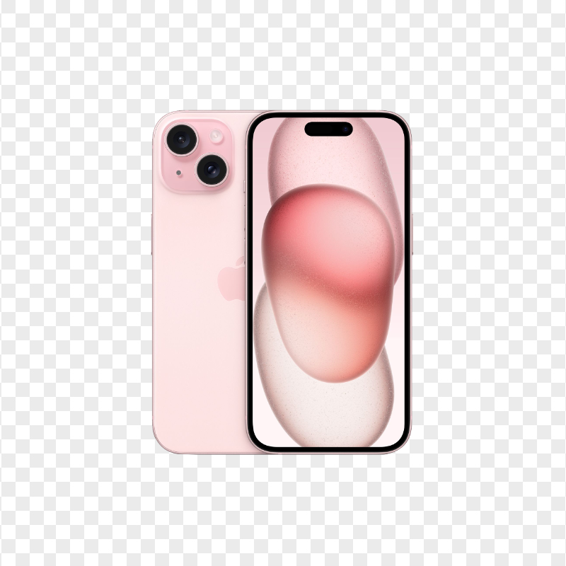 Pink Apple iPhone 15 Front and Back HD PNG