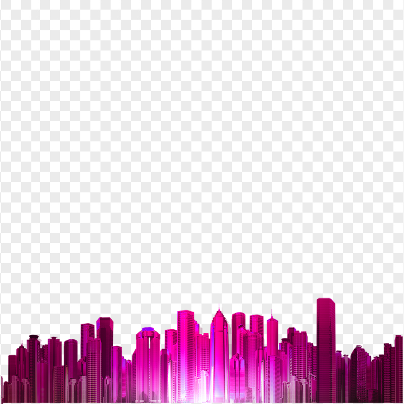 Pink Cityscape Building City Silhouette PNG Image