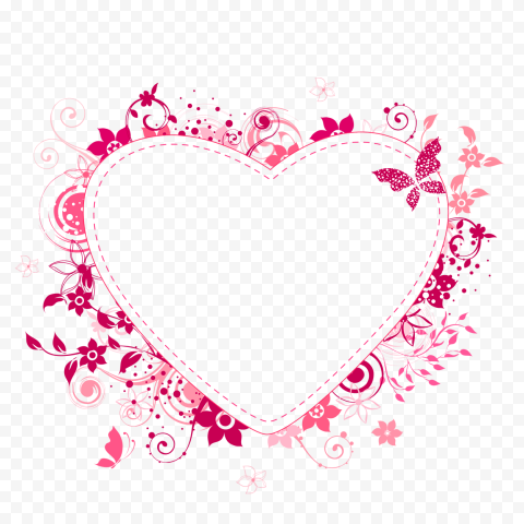 Pink Clipart Floral Heart Frame Transparent PNG