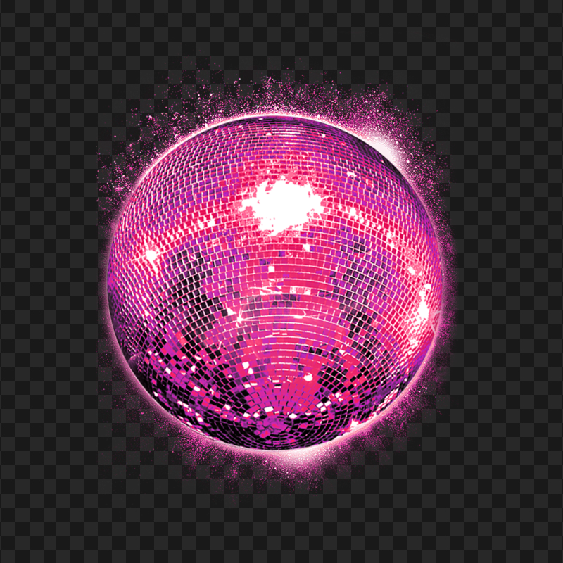 Pink Glowing Disco Light Ball PNG