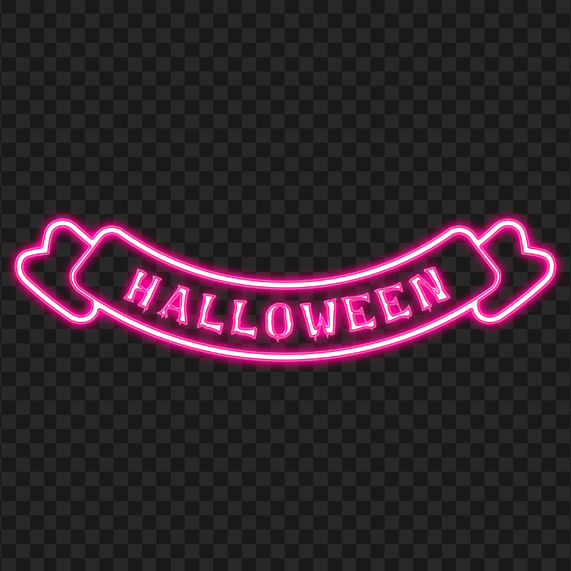 Pink Halloween Neon Ribbon Banner Logo