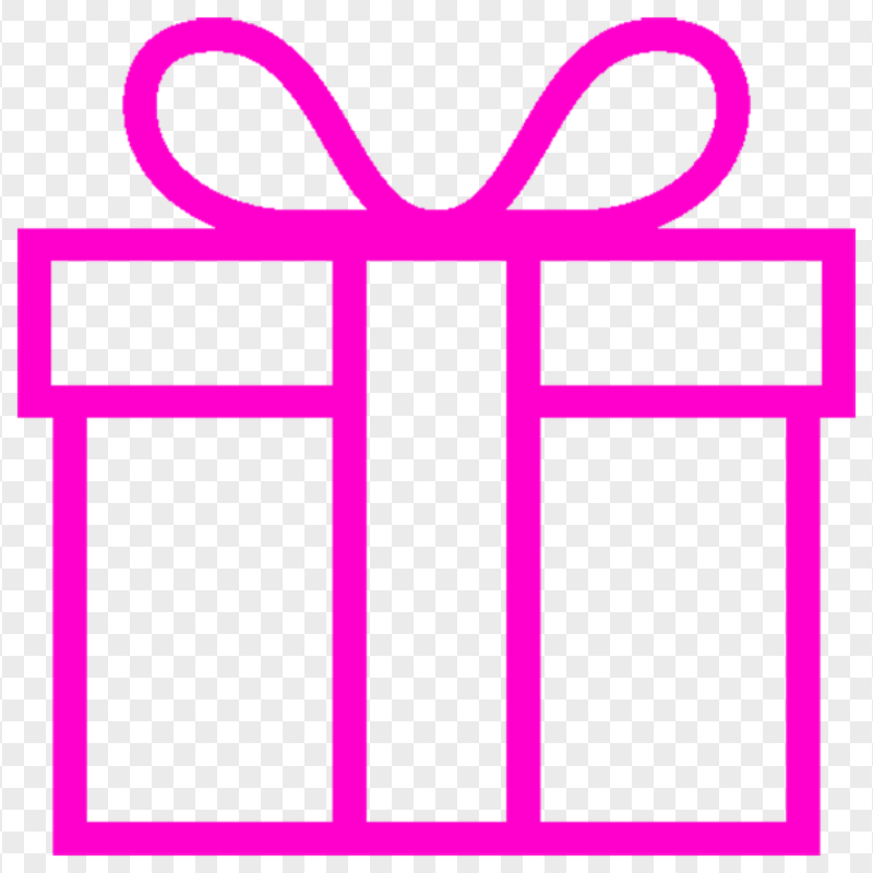 Pink Line Outline Gift Box Icon FREE PNG
