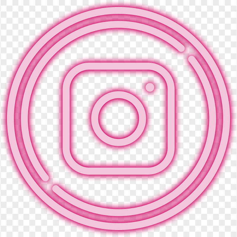 Pink Neon Circle Contains Square Instagram Logo