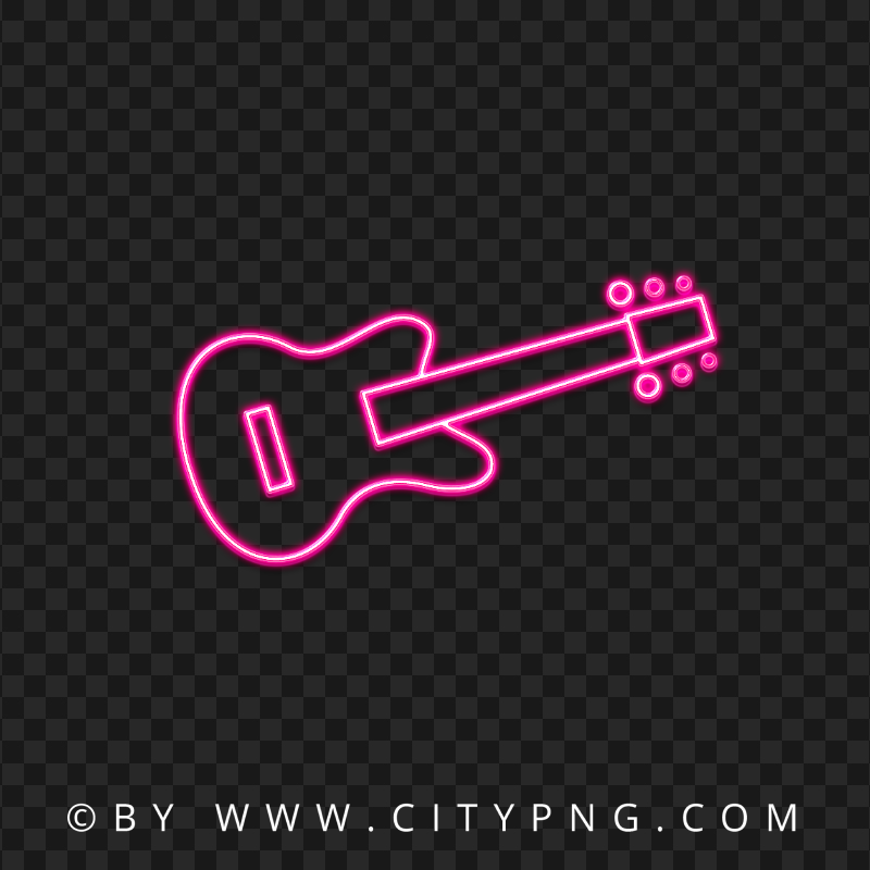 Pink Neon Guitar HD Transparent Background
