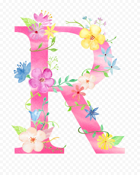 Pink Watercolor Floral R Letter | Citypng