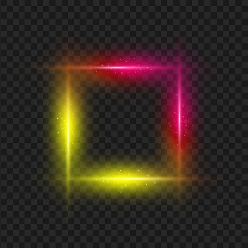 Pink & Yellow Glowing Square Frame PNG