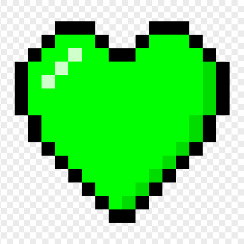 Pixel Art Green Heart Icon PNG IMG