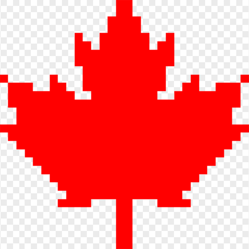 Pixel Art Red Canada Maple Leaf Icon FREE PNG