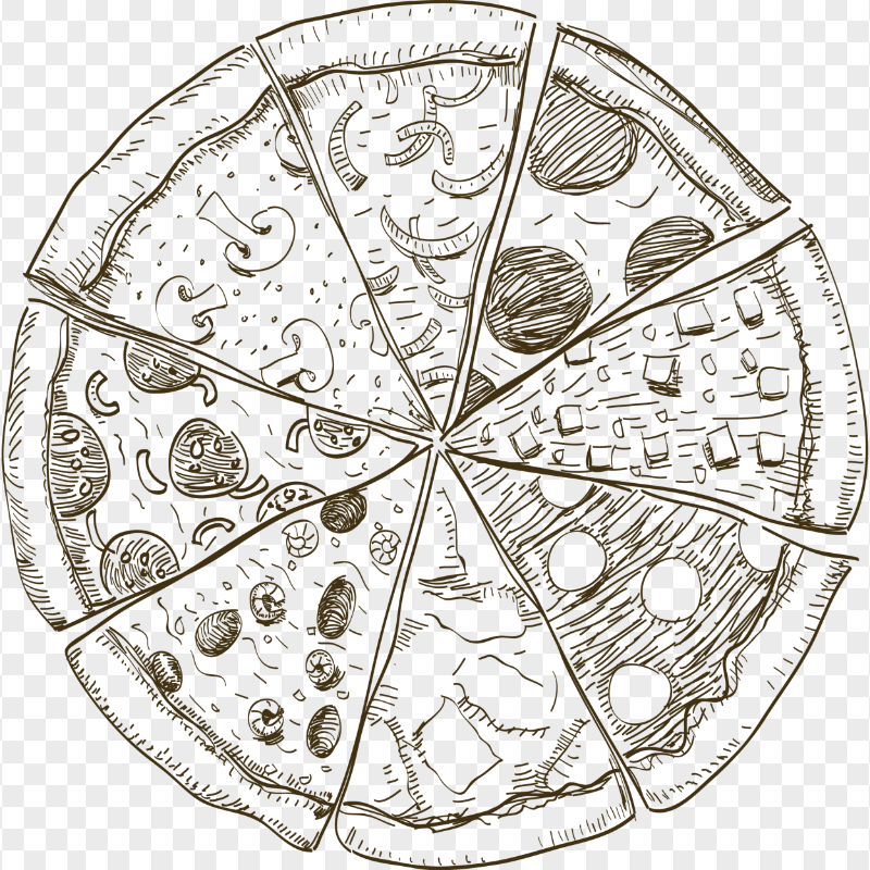 Pizza Line Art Drawing Italian Fast Food HD Transparent PNG