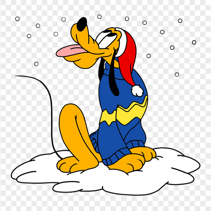 Pluto Wearing Santa Hat Snowy Scene PNG