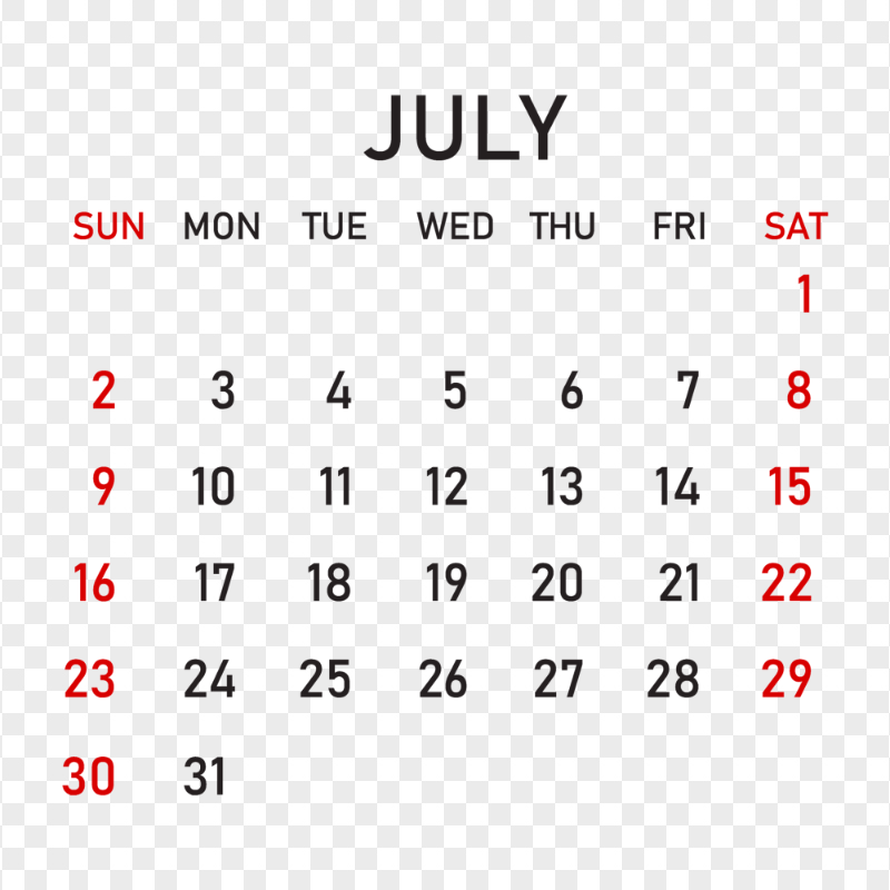PNG 2023 July Calendar