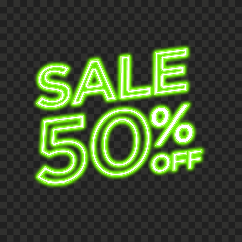 PNG 50% Off Sale Discount Neon Green Sign