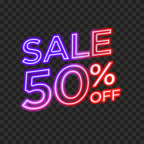 PNG 50% Off Sale Purple & Red Neon Sign
