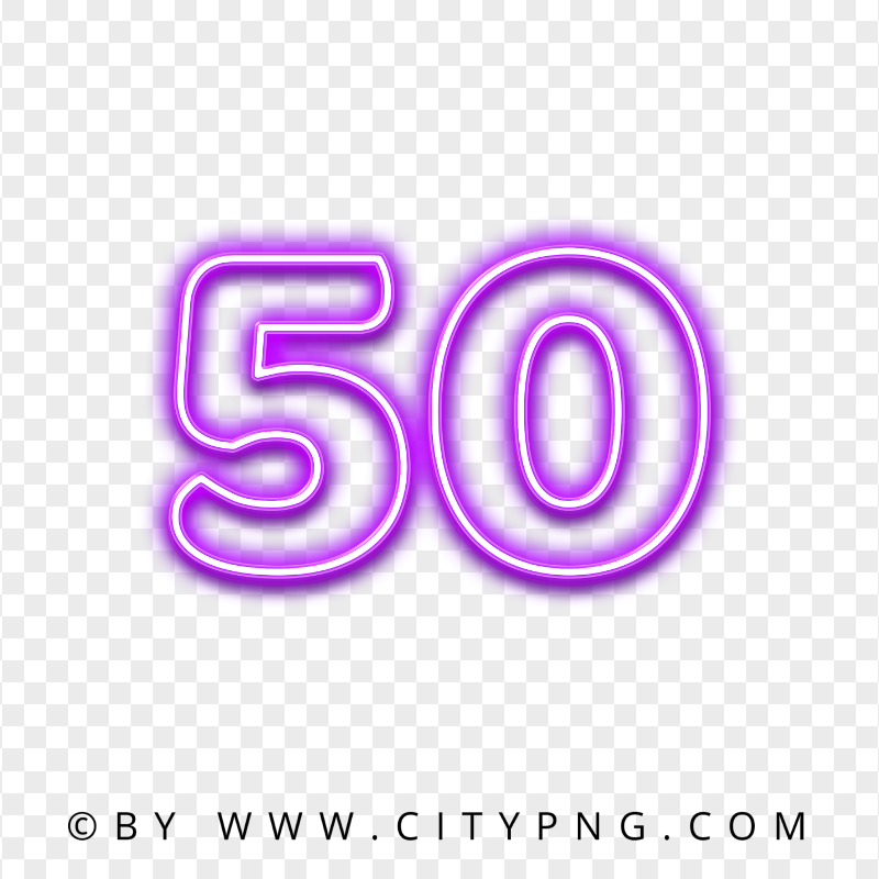 50 Yellow Text Number Neon Light PNG IMG | Citypng