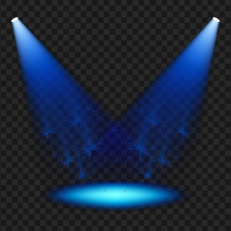 PNG Blue Glow Spotlight With Magic Sparkle Stars