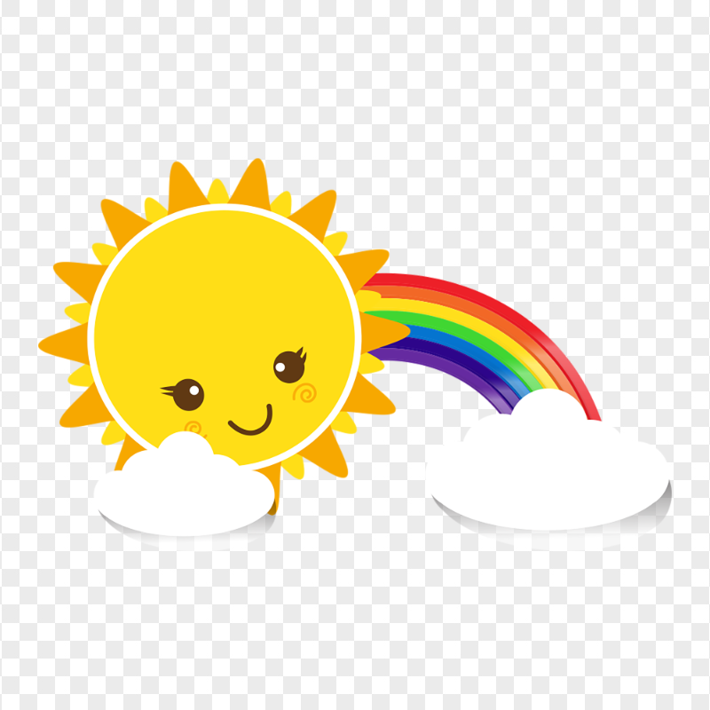 PNG Cartoon Rainbow Sun Clouds Illustration
