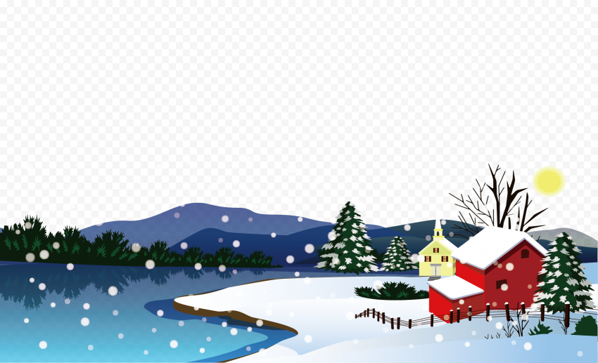 PNG Cartoon Snow Winter House Background Citypng