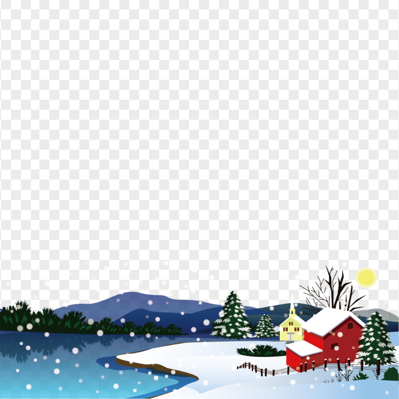 PNG Cartoon Snow Winter House Background