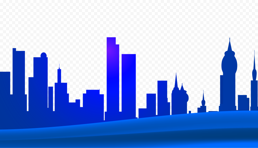 PNG City Skyline Blue Silhouette