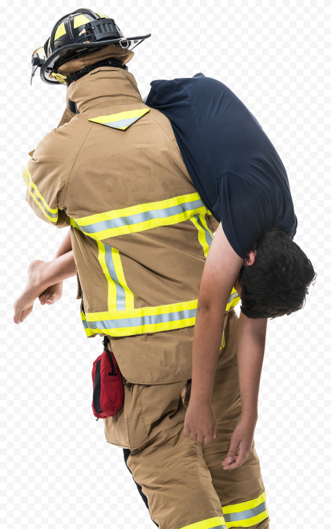 PNG Fireman Rescue Carrying A Person